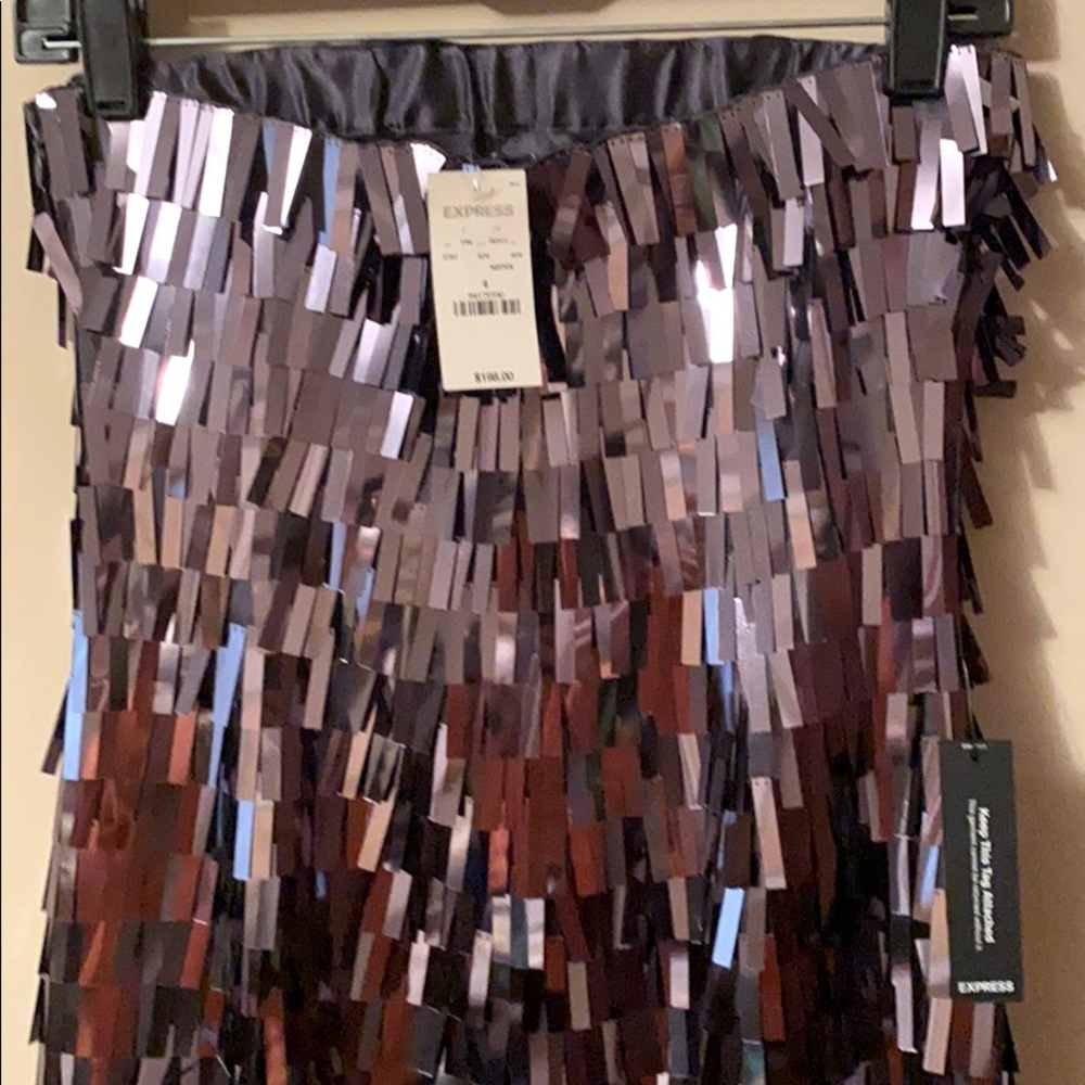 Express Strapless Gunmetal Fringe Dress - Picture 4 of 5